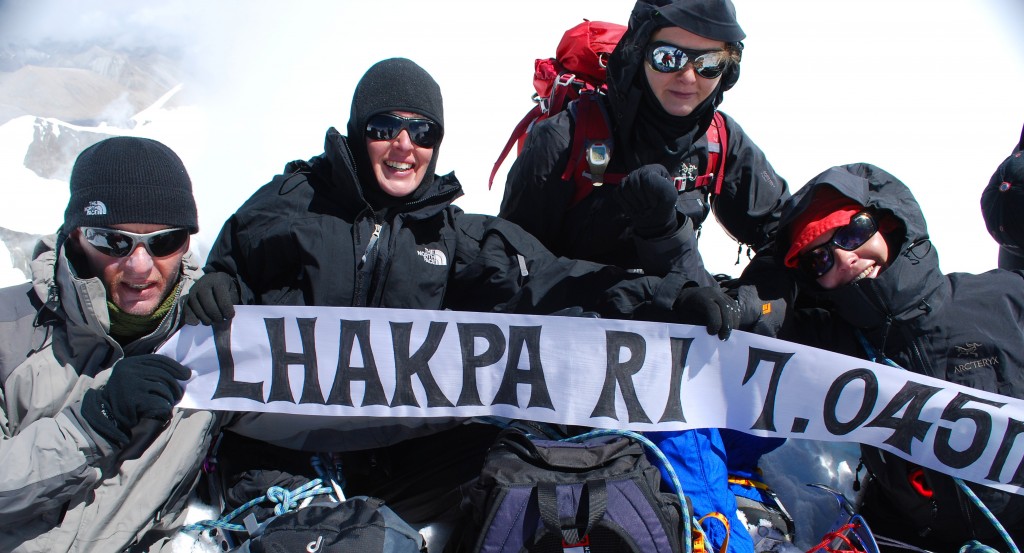 Happy climbers, Bent, Susanne, Rikke and Cecilia on the summit of Lhakpa Ri