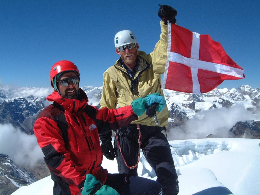 Jan Mathorne and Allan Christensen on the summit of Danga after the first ascent.