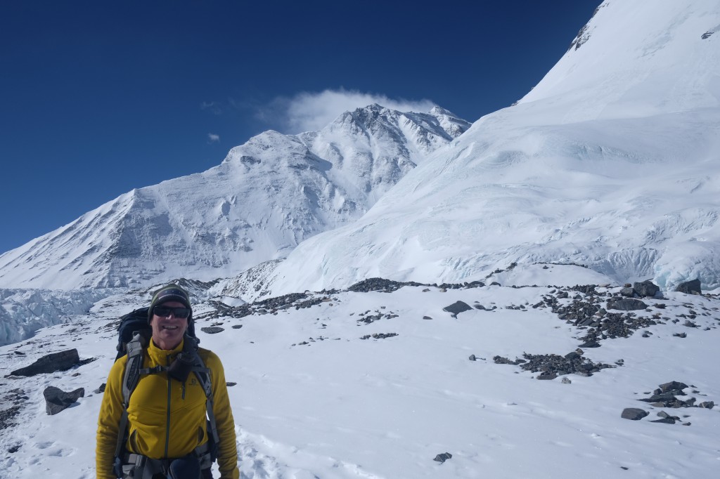 Bo in front of Mount Everest on The North Side 2015