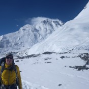 Bo in front of Mount Everest on The North Side 2015